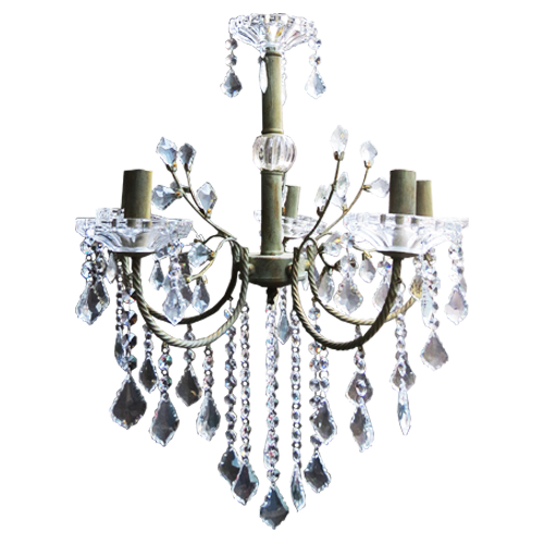 Lampara Laura 5 luces verde con dorado