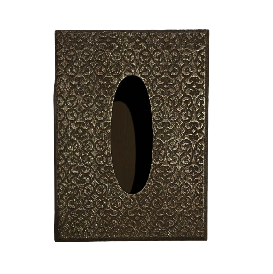 CAJA PORTA PAÑUELOS NEGRA CON DORADO