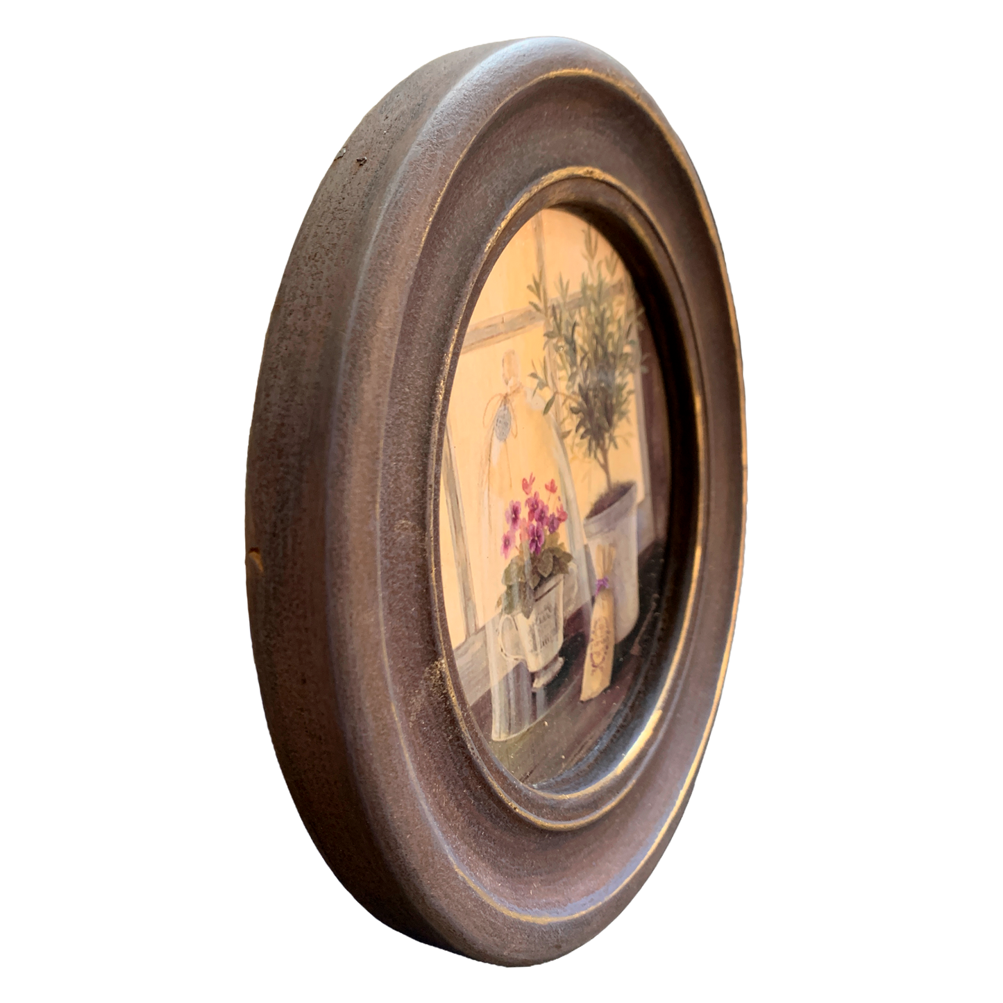 Cuadro moldura redondo olivo