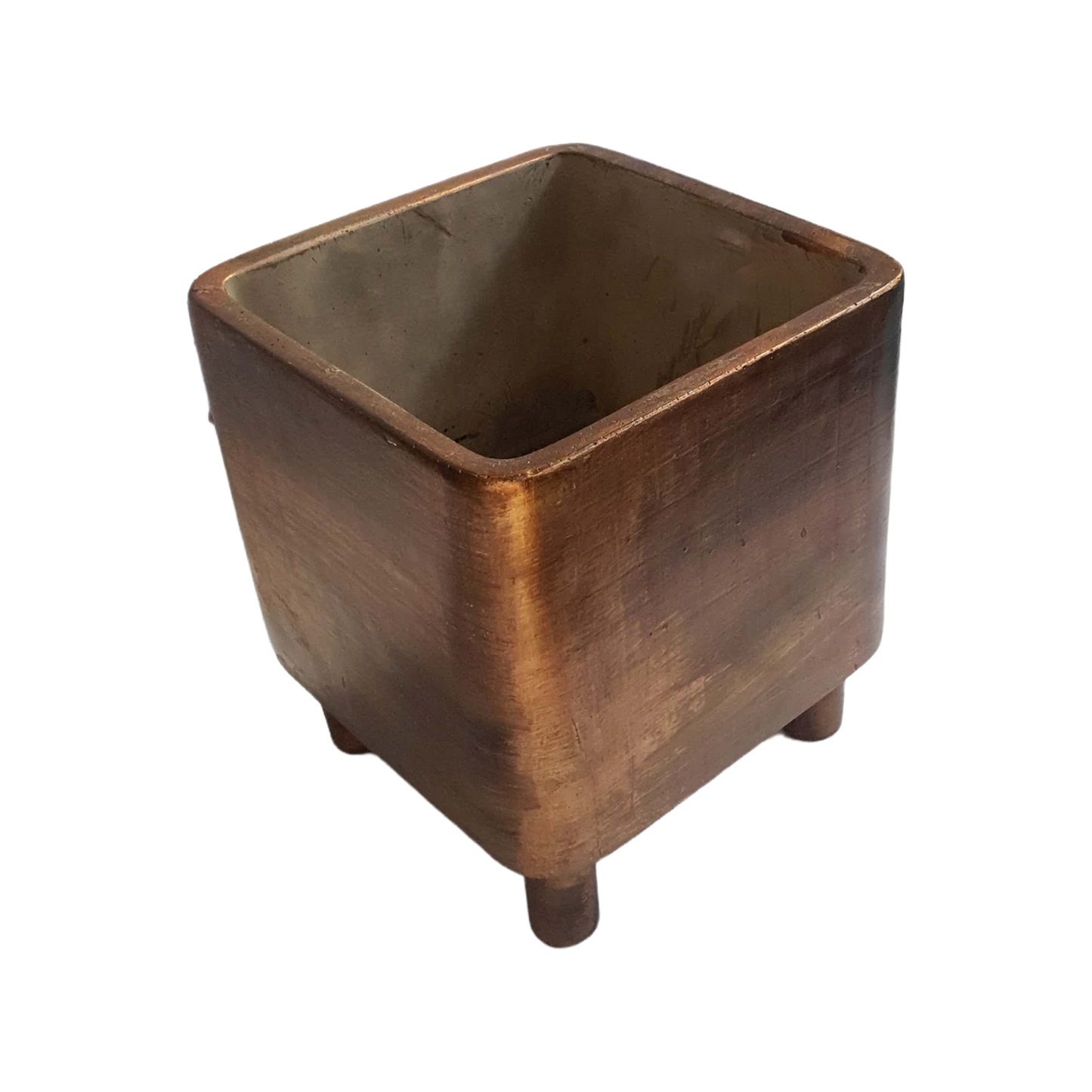 Porta macetero cubo color cobre