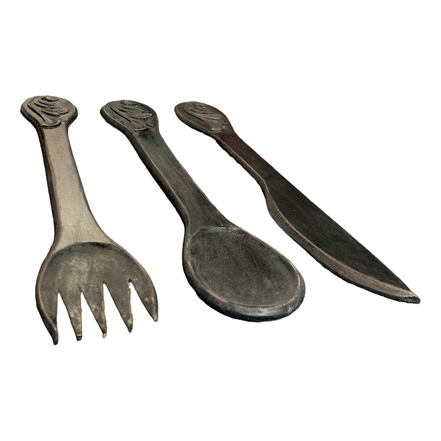 Set cubiertos madera negro