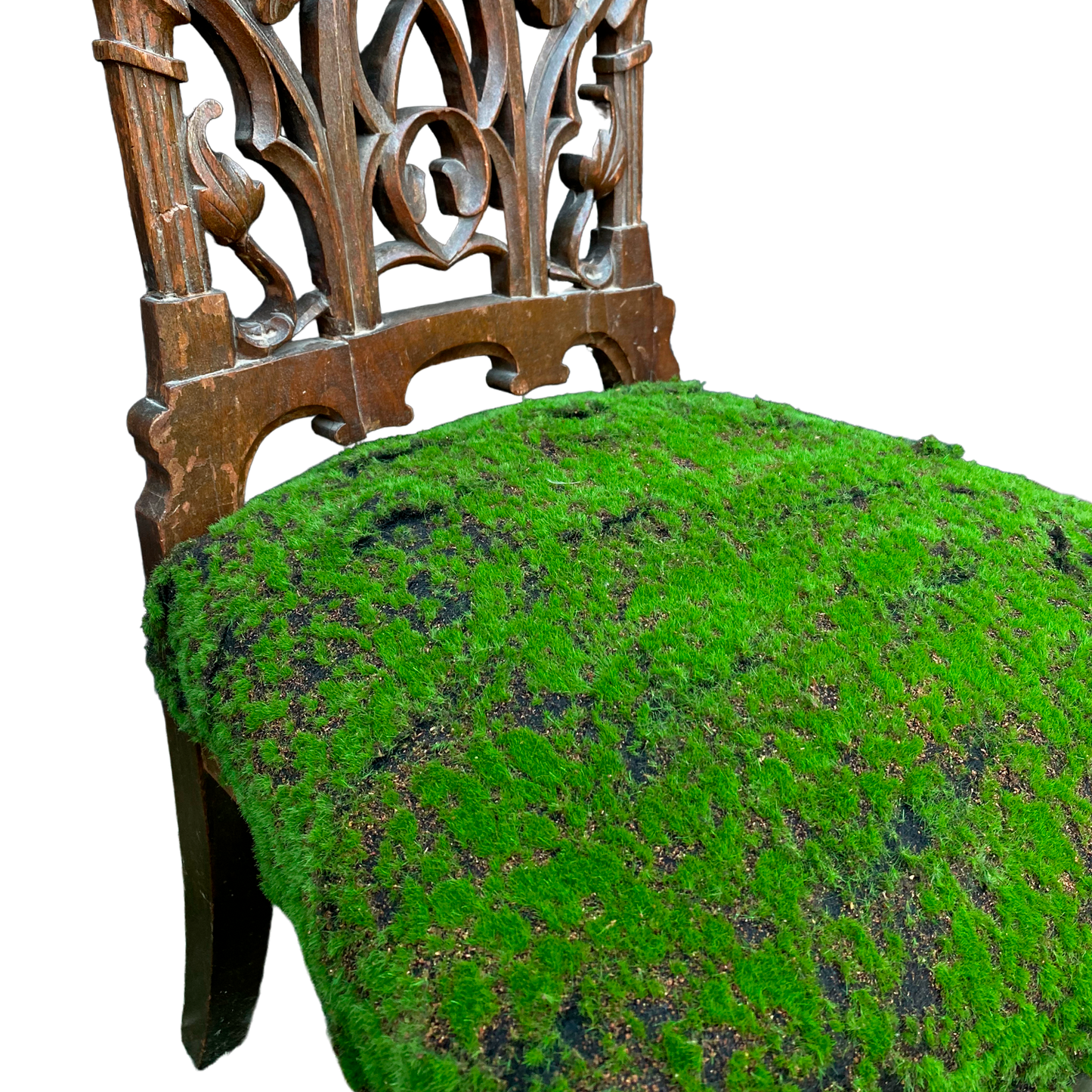 Silla lateral antigua musgo