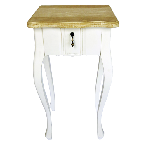 Velador patas largas 1 cajon cubierta madera