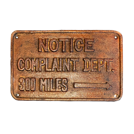 Placa "Notice complant dept."