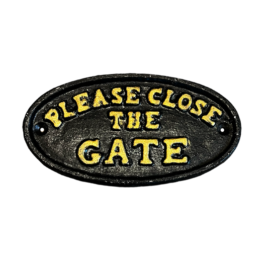 Placa "Please close the gate"